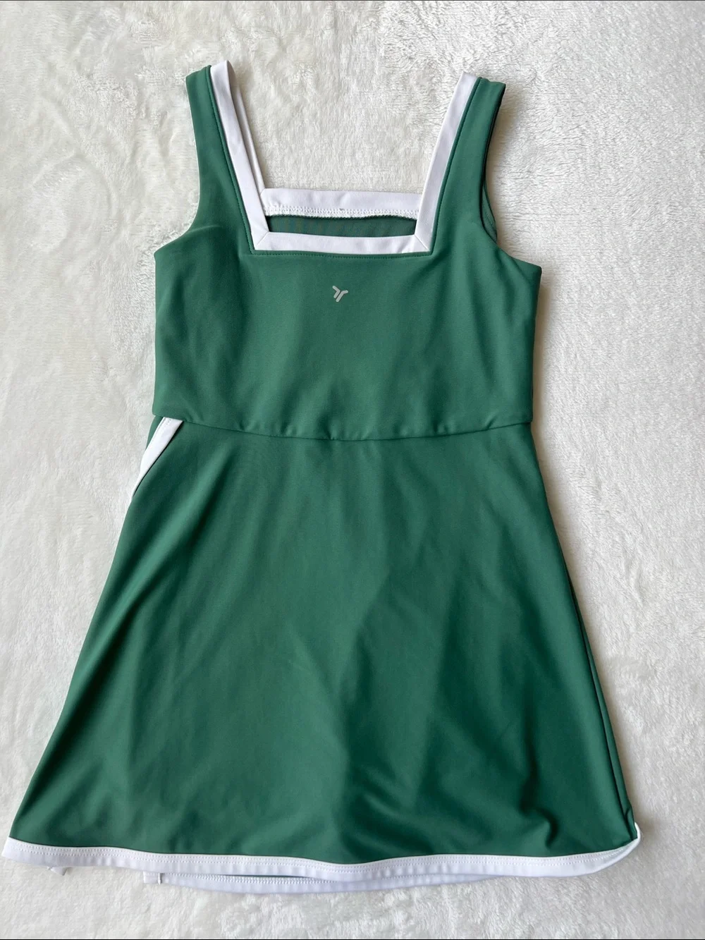 Old Navy Green Athleisure Mini Dress with White Trim and Shorts